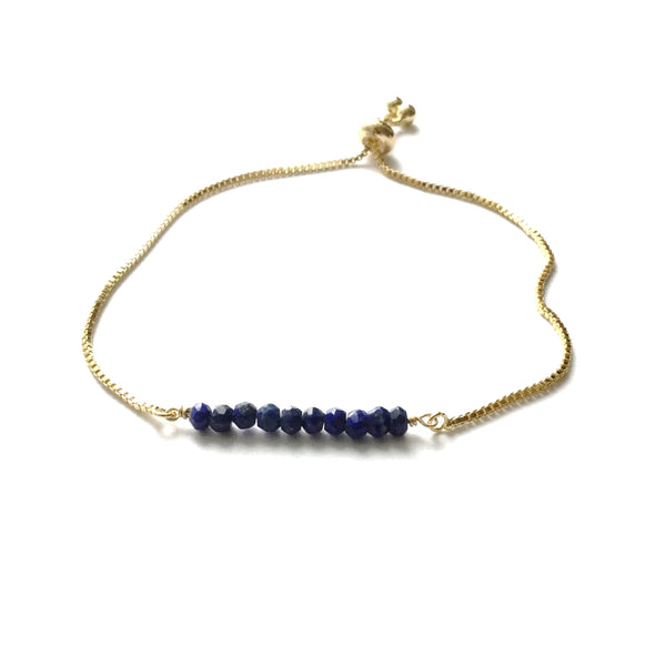 Natural Lapis Lazuli Gemstone Bar Bracelet
