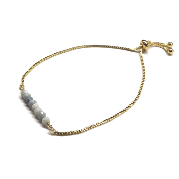 Natural Blue Denim Opal Gemstone Bar Bracelet