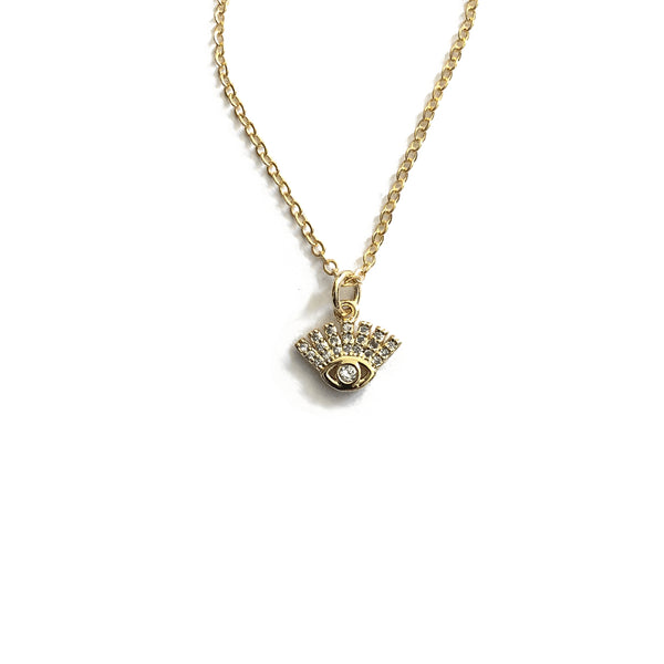 gold evil eye cubic zirconia diamonds necklace