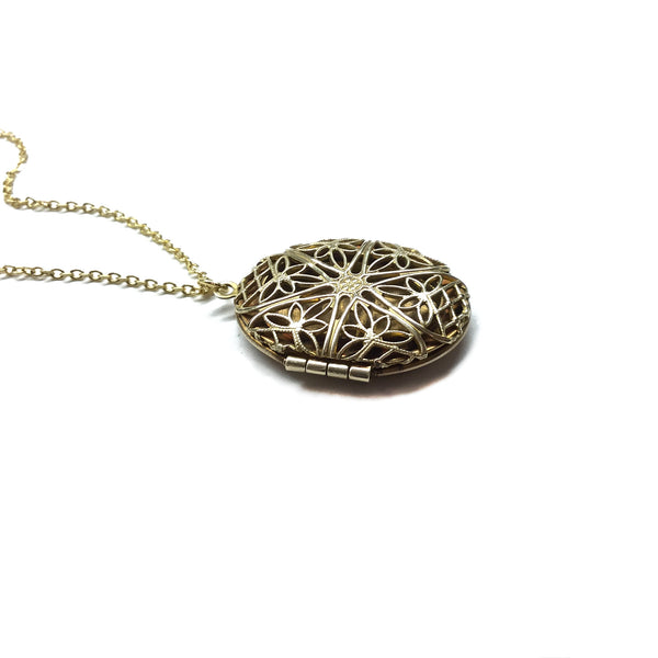 ornate filigree oval locket necklace