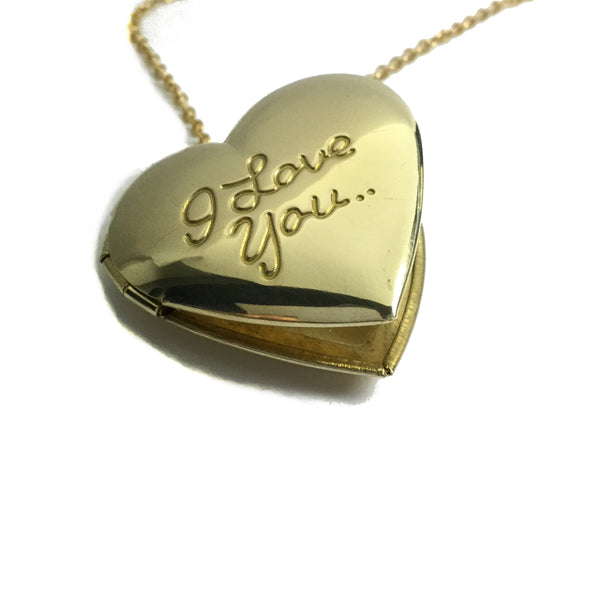 I love you gold heart locket