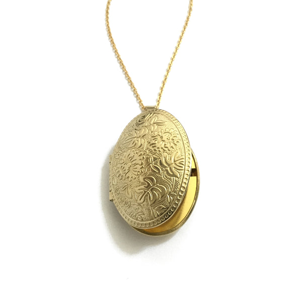 gold plated oval floral locket