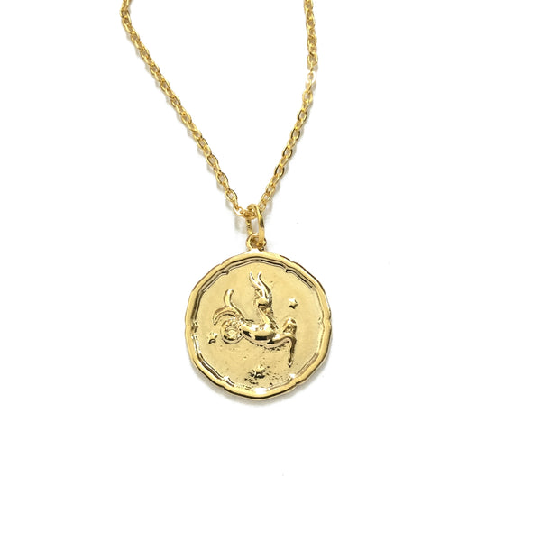 Gold Plated Zodiac Coin Necklaces