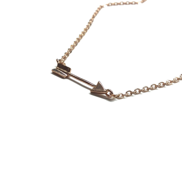 Tiny rose gold plated arrow necklace