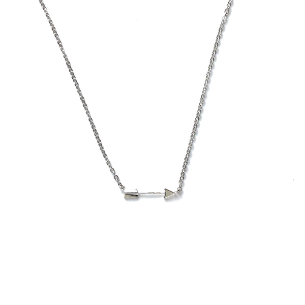 Tiny silver plated arrow necklace