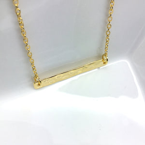 gold hammered bar necklace