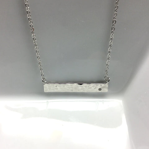 silver bar cubic zirconia necklace