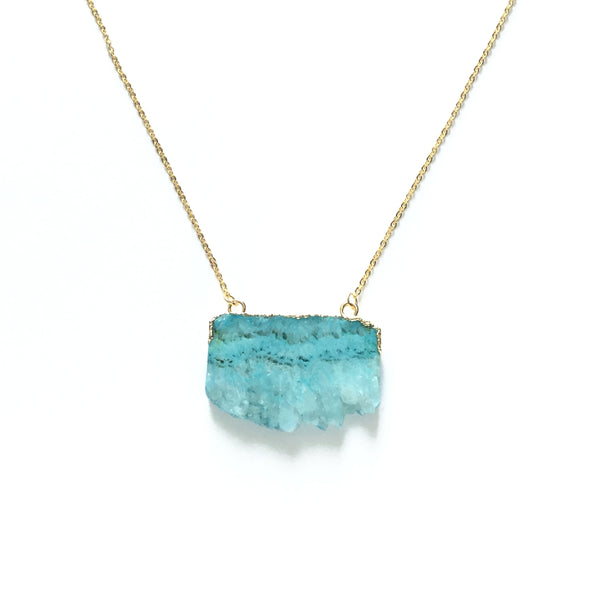 Turquoise agate slice gemstone necklace