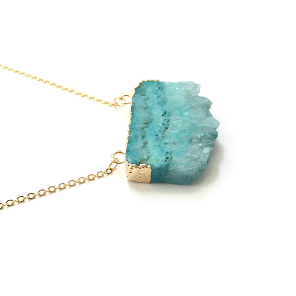 Turquoise Agate Slice Gemstone Necklace