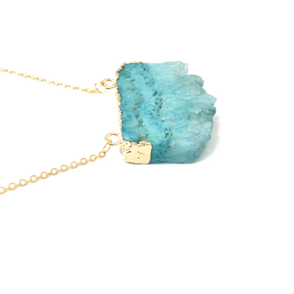 Turquoise Agate Slice Gemstone Necklace