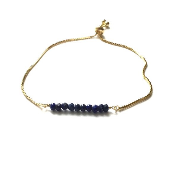 Natural Lapis Lazuli Gemstone Bar Bracelet
