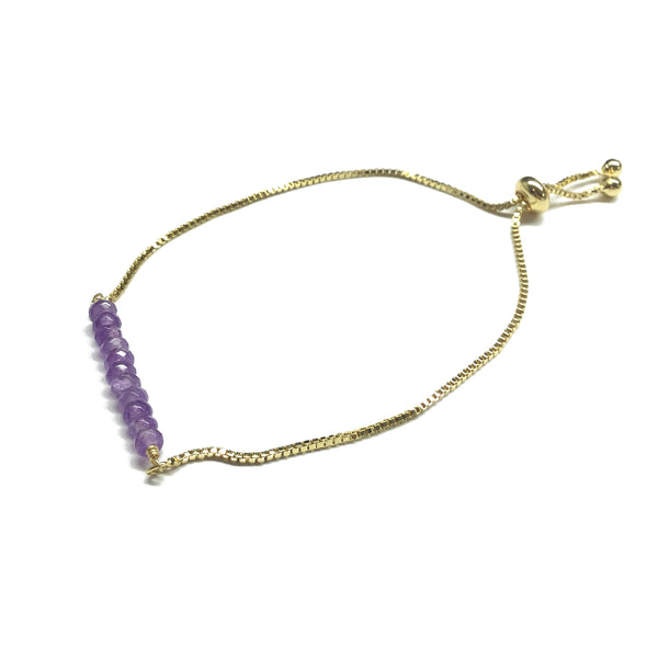 Natural Amethyst Gemstone Bar Bracelet