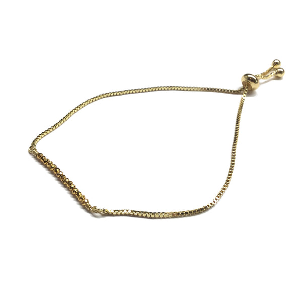 Natural Golden Pyrite Gemstone Bar Bracelet