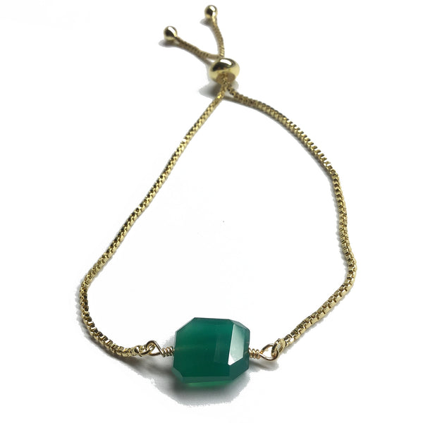 gold green onyx gemstone bracelet