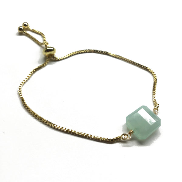 gold aqua green gemstone bracelet