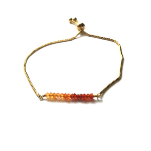 Natural carnelian gemstone bar gold stainless steel box chain adjustable bracelet