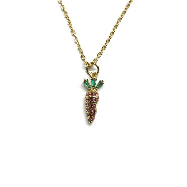 gold carrot cubic zirconia necklace