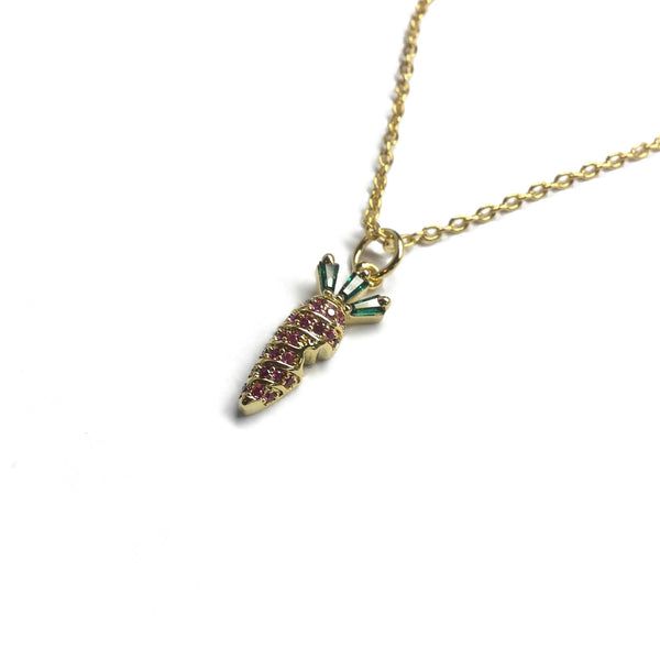 gold carrot charm necklace
