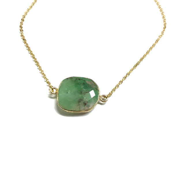 faceted chrysoprase gemstone necklace
