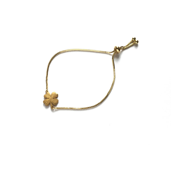 Gold Four Leaf Clover Adjustable Bracelet