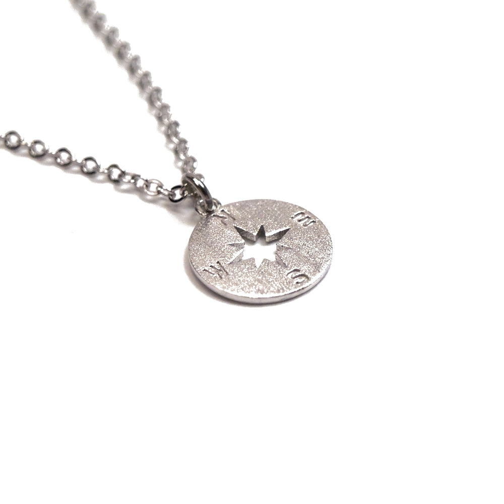 silver compass necklace