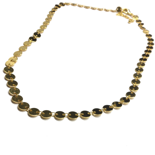 Gold Dot Disc Chain Necklace