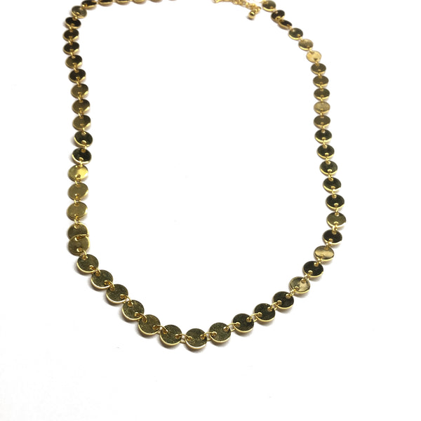 Gold Dot Disc Chain Necklace