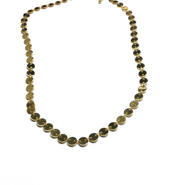 Gold Dot Disc Chain Necklace