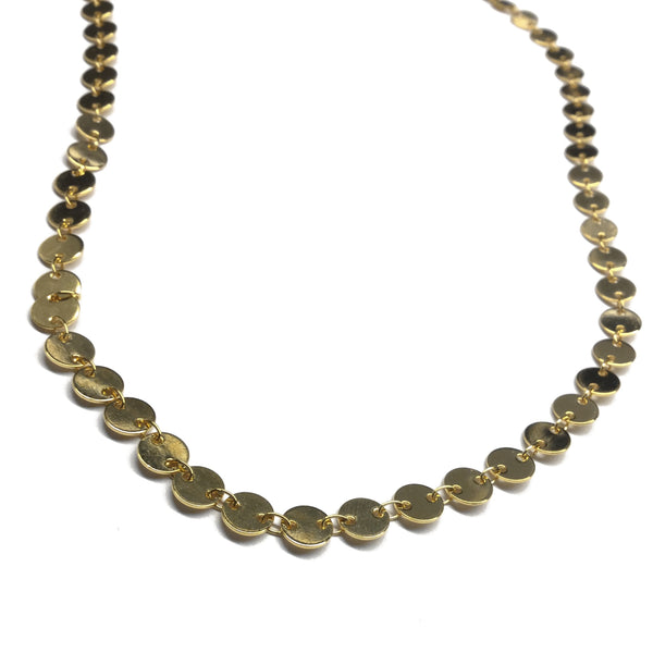 Gold Dot Disc Chain Necklace