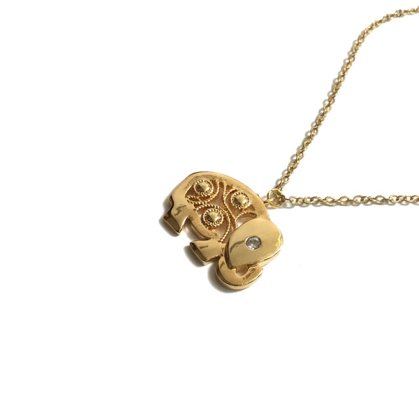 Elephant and Cubic Zirconia gold plated Necklace