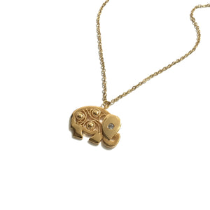 Gold plated elephant cubic zirconia necklace