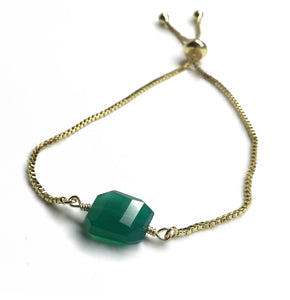 faceted green moonstone gemstone gold adjustable bracelet