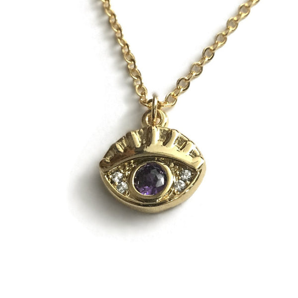 third eye all seeing evil eye gold necklace
