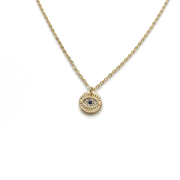 gold evil eye of protection jewelry