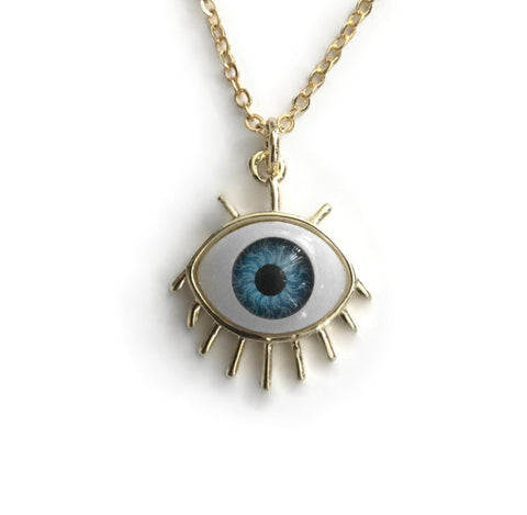 blue eyeball evil eye necklace