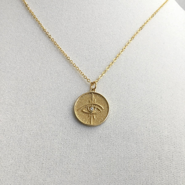 gold third eye charm necklace