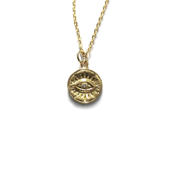 gold evil eye protection spiritual charm necklace