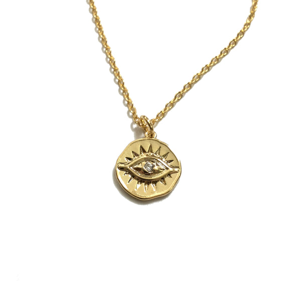 Evil Eye Cubic Zirconia Coin Necklace