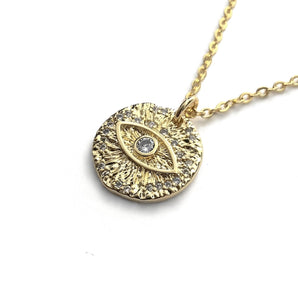gold evil eye cz luck protection amulet pendant necklace