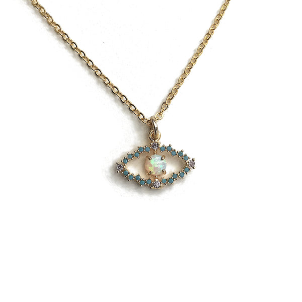 evil eye opal turquoise necklace