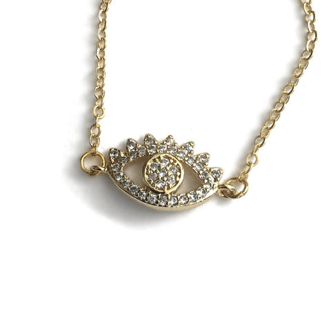 gold evil eye cubic zirconia necklace