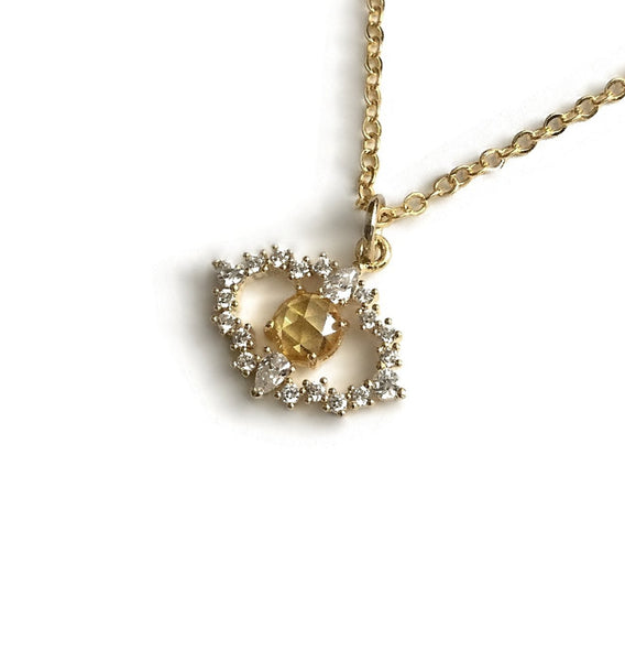 evil eye sparkly cubic zirconia faceted citrine necklace