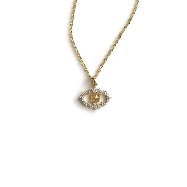 gold evil eye cz sparkly citrine gemstone necklace