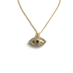 gold evil eye cubic zirconia necklace