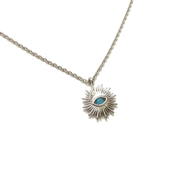 Silver Evil Eye Turquoise Starburst Necklace