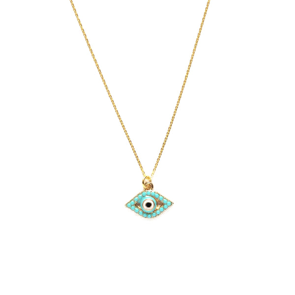 Evil Eye Turquoise Glass Bead Necklace