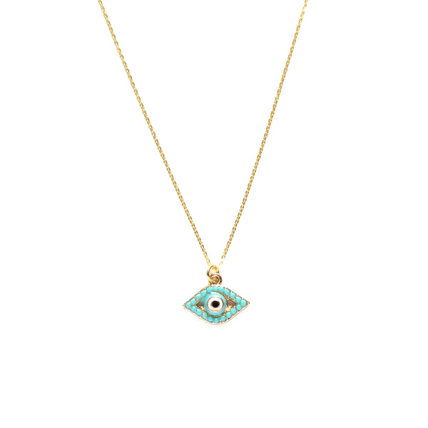 Evil Eye Turquoise Glass Bead Necklace