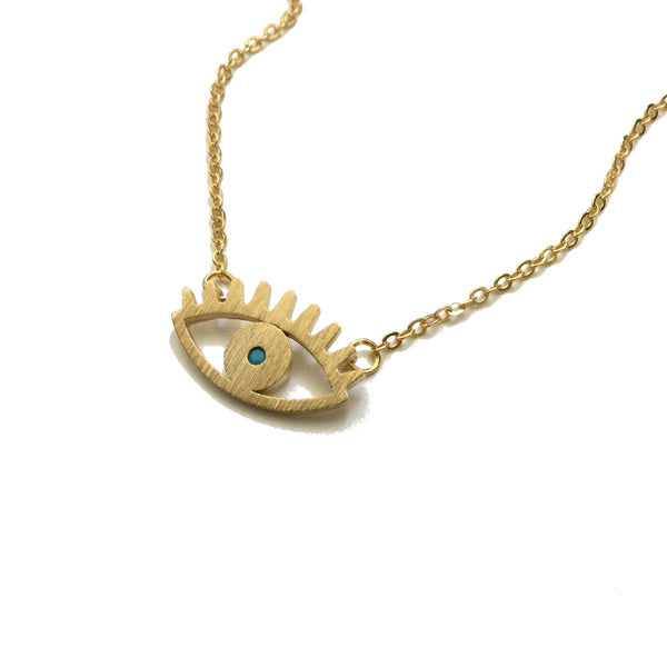 Gold Evil Eye turquoise necklace