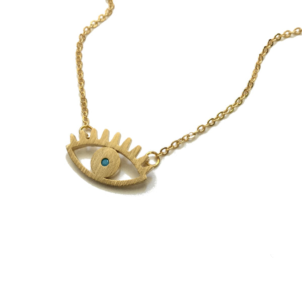 Gold Evil Eye turquoise necklace