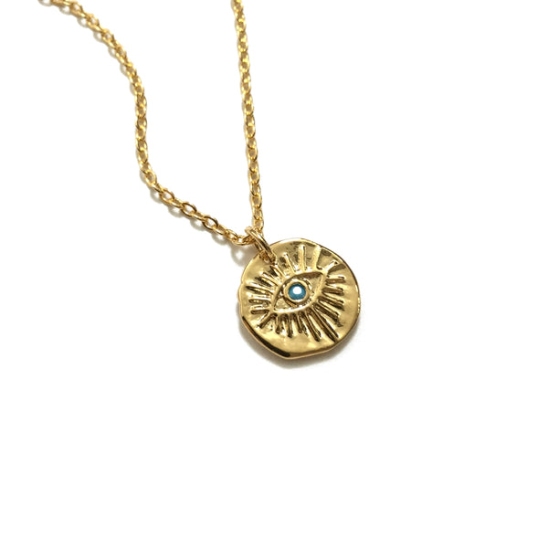 Evil Eye Turquoise Coin Necklace